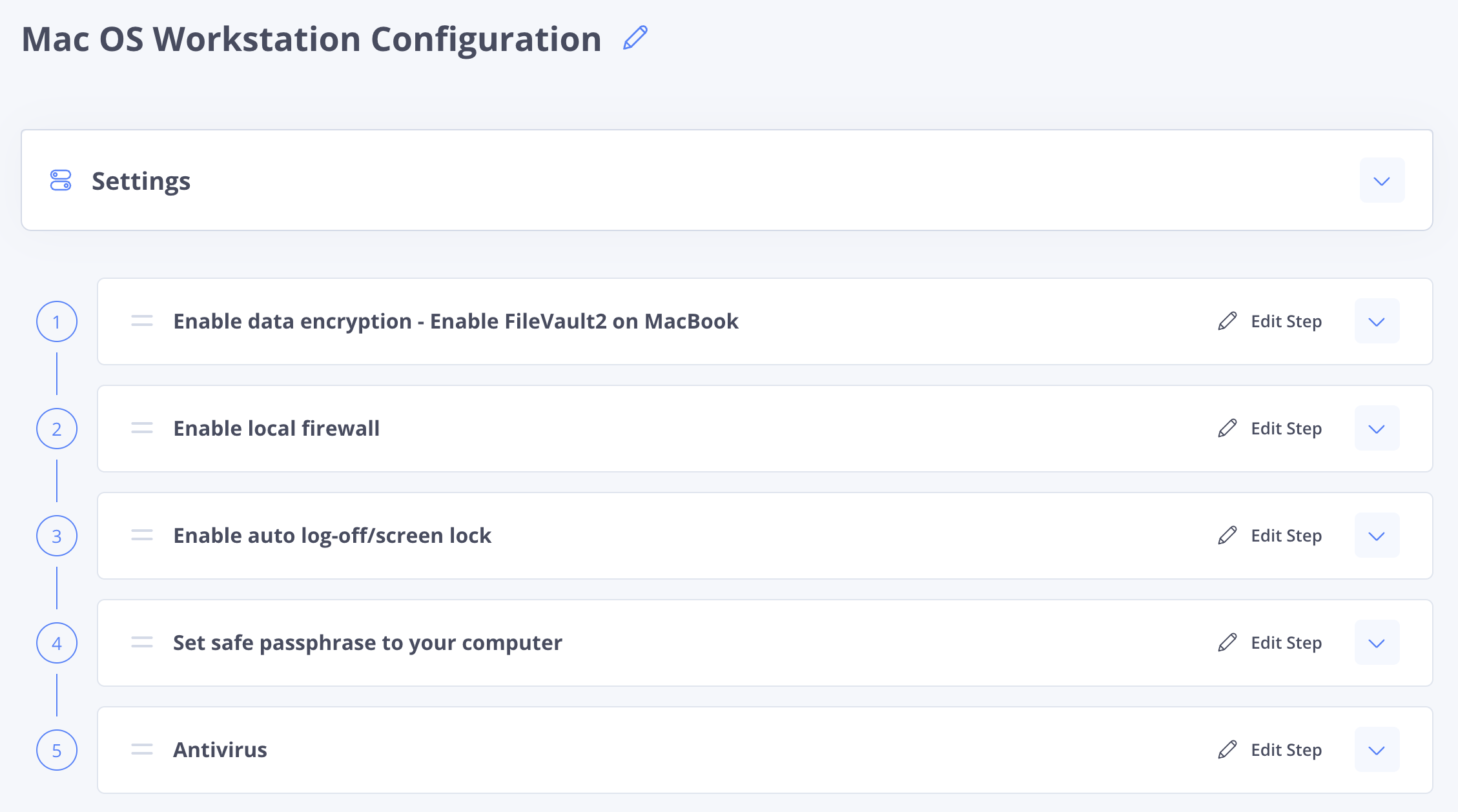 An example of a multi-step workstation configuration procedure.
